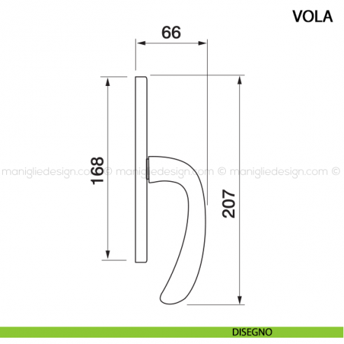Maniglia cremonese per finestra Vola Manital disegno