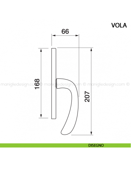 Maniglia cremonese per finestra Vola Manital disegno