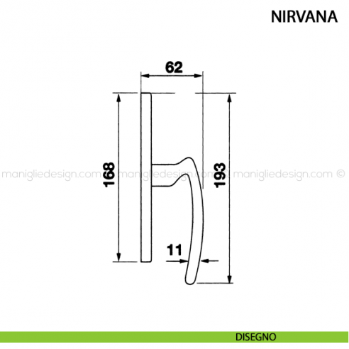 Maniglia cremonese per finestra Nirvana Manital disegno
