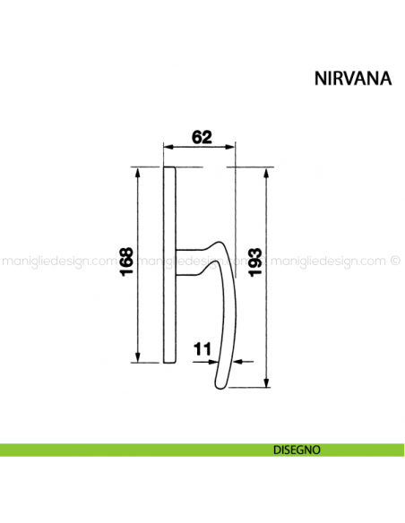 Maniglia cremonese per finestra Nirvana Manital disegno