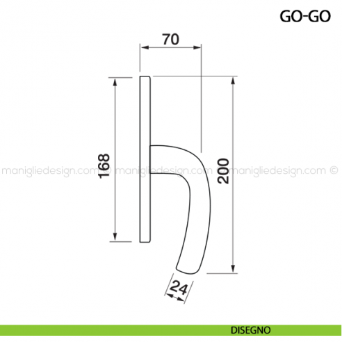 Maniglia cremonese per finestra Go-Go Manital disegno