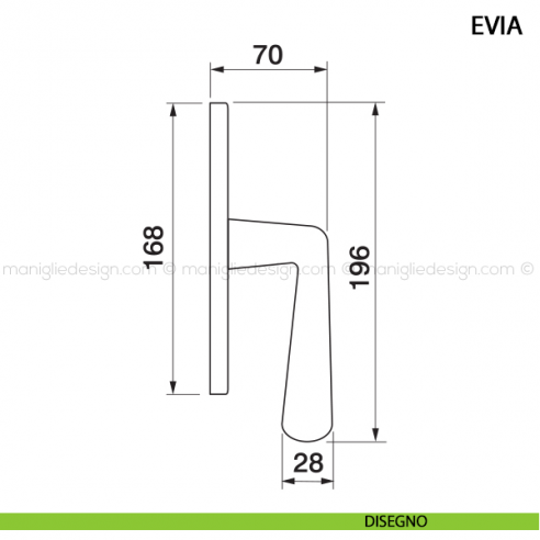 Maniglia cremonese per finestra Evia Manital disegno