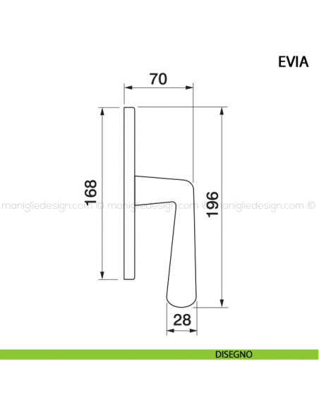 Maniglia cremonese per finestra Evia Manital disegno