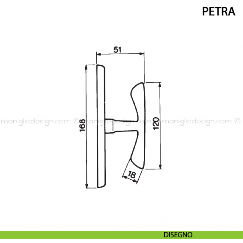 Maniglia cremonese per finestra Petra Manital disegno