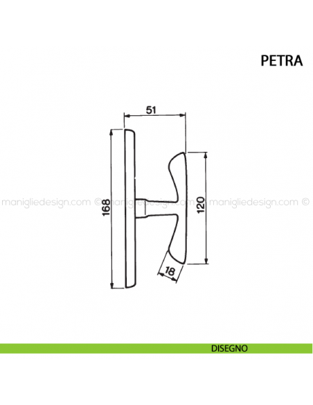 Maniglia cremonese per finestra Petra Manital disegno