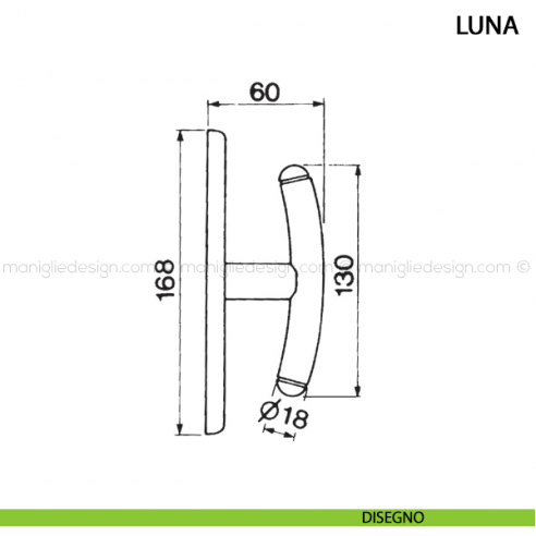 Maniglia cremonese per finestra Luna Manital disegno