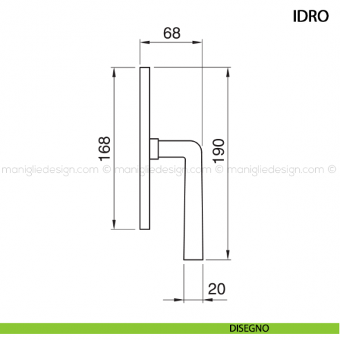 Maniglia cremonese per finestra Idro Manital disegno