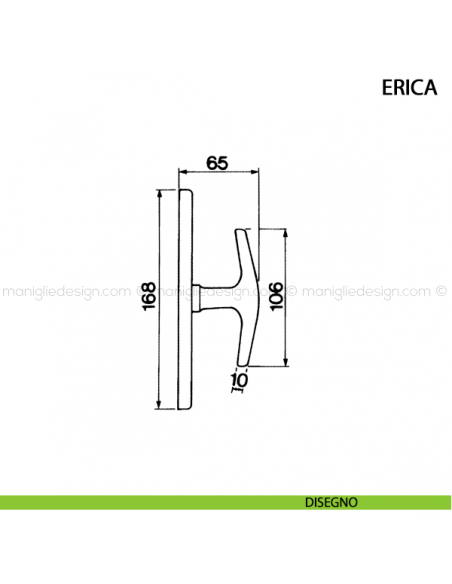 Maniglia cremonese per finestra Erica Manital disegno