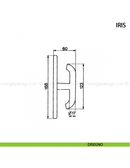 Maniglia cremonese per finestra Iris Manital disegno