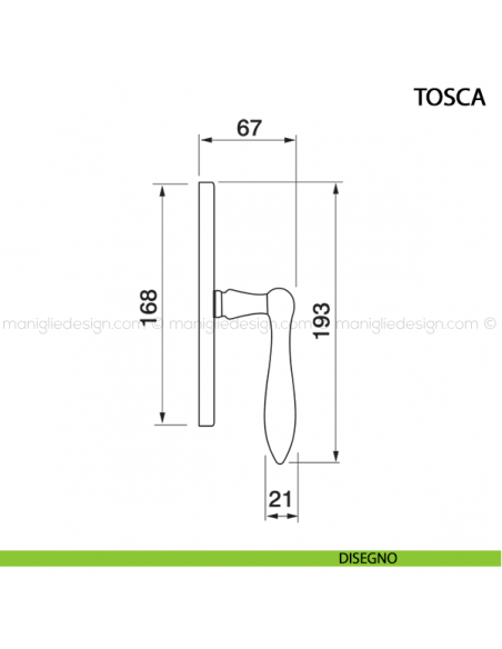 Maniglia cremonese per finestra Tosca Manital disegno