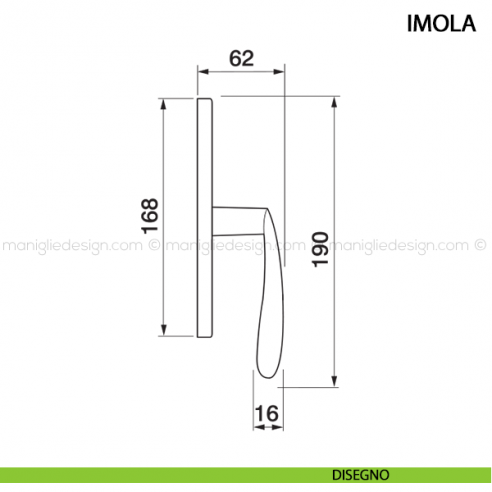 Maniglia cremonese per finestra Imola Manital disegno