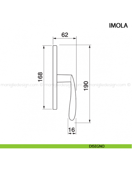 Maniglia cremonese per finestra Imola Manital disegno