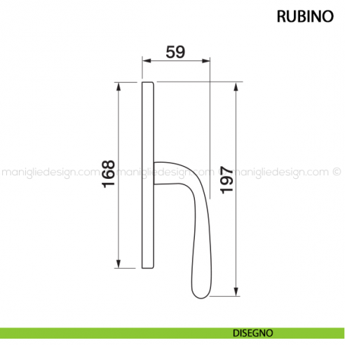 Maniglia cremonese per finestra Rubino Manital disegno