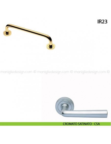 Maniglione per porta ART.IR23 Manital con rosette interasse 150 mm cromato satinato