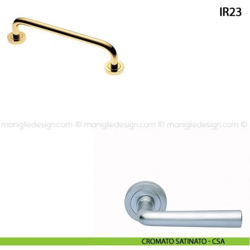 Maniglione per porta ART.IR23 Manital con rosette interasse 230 mm cromato satinato