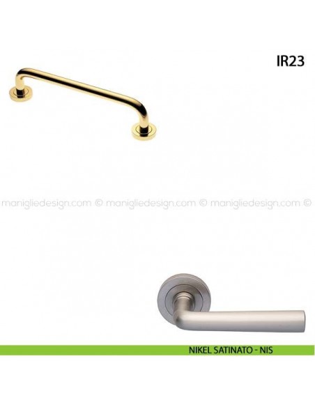Maniglione per porta ART.IR23 Manital con rosette interasse 230 mm nikel satinato