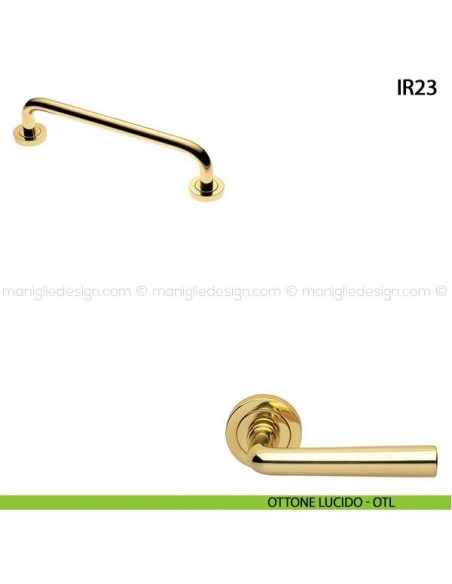 Maniglione per porta ART.IR23 Manital con rosette interasse 305 mm ottone lucido