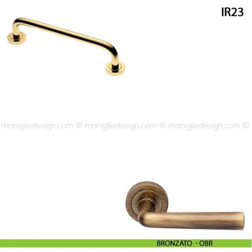 Maniglione per porta ART.IR23 Manital con rosette interasse 305 mm bronzato