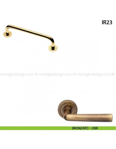 Maniglione per porta ART.IR23 Manital con rosette interasse 305 mm bronzato