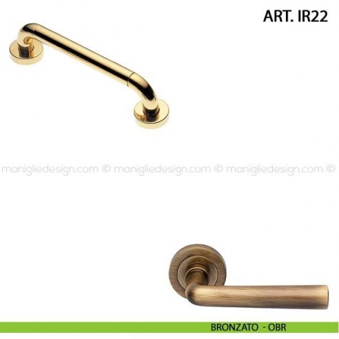 Maniglione per porta ART.IR22 Manital con rosette interasse 150 mm bronzato