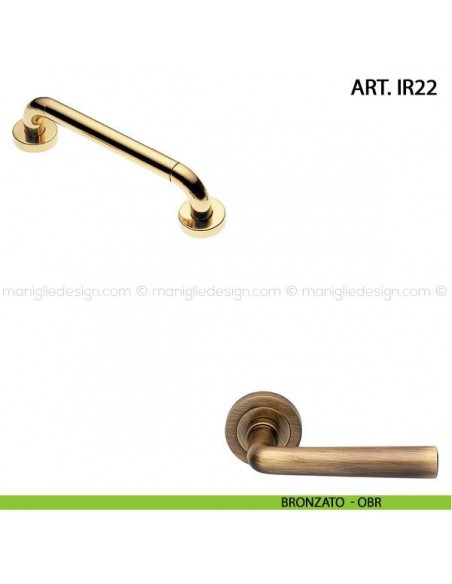 Maniglione per porta ART.IR22 Manital con rosette interasse 150 mm bronzato
