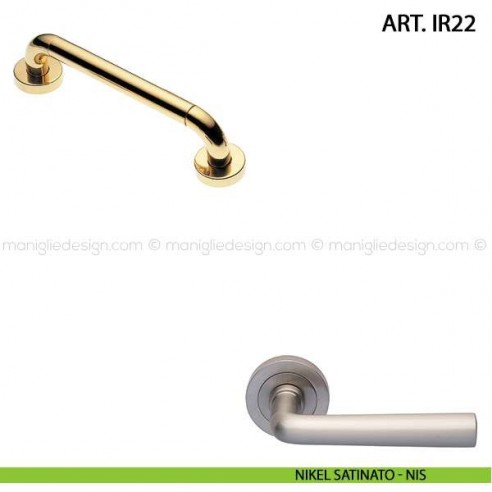 Maniglione per porta ART.IR22 Manital con rosette interasse 150 mm nikel satinato