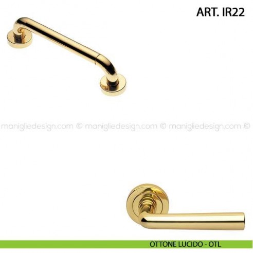 Maniglione per porta ART.IR22 Manital con rosette interasse 200 mm ottone lucido