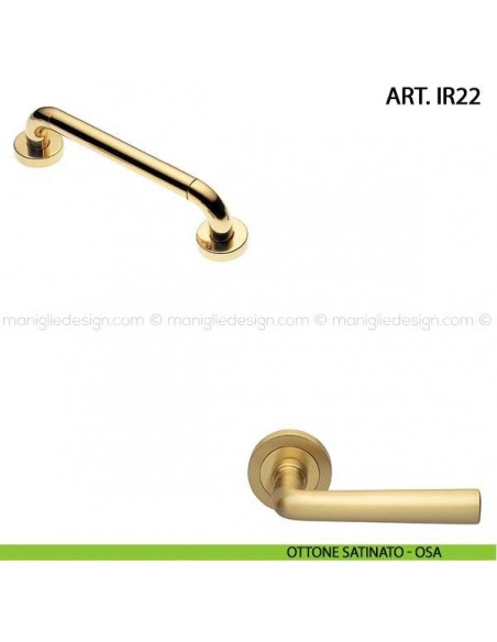 Maniglione per porta ART.IR22 Manital con rosette interasse 200 mm ottone satinato