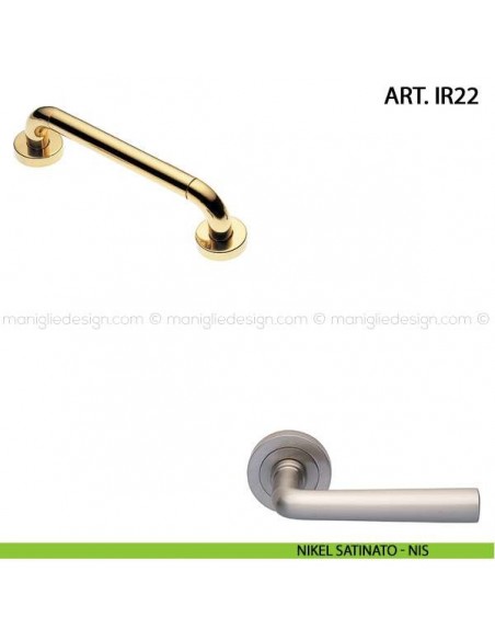 Maniglione per porta ART.IR22 Manital con rosette interasse 200 mm nikel satinato