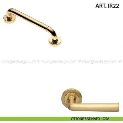 Maniglione per porta ART.IR22 Manital con rosette interasse 250 mm ottone satinato
