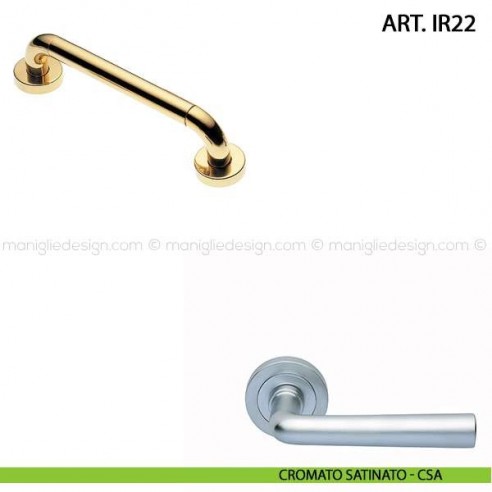 Maniglione per porta ART.IR22 Manital con rosette interasse 250 mm cromato satinato