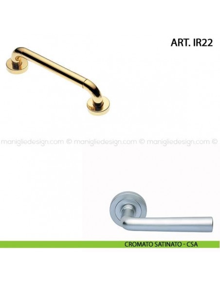 Maniglione per porta ART.IR22 Manital con rosette interasse 250 mm cromato satinato