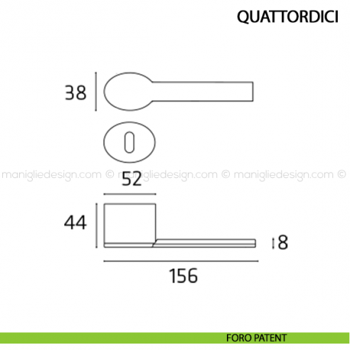 Maniglia per porta Quattordici Comit foro patent