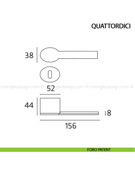 Maniglia per porta Quattordici Comit foro patent