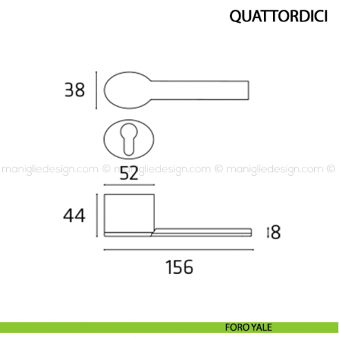 Maniglia per porta Quattordici Comit foro yale