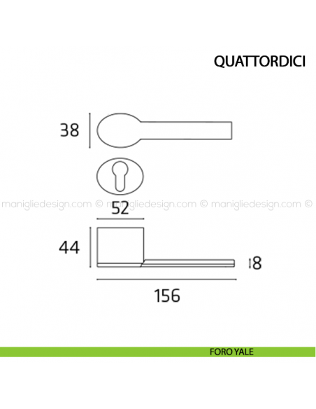 Maniglia per porta Quattordici Comit foro yale