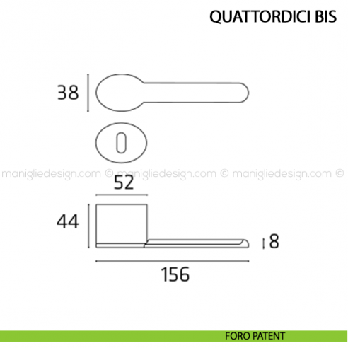 Maniglia per porta Quattordici Bis Comit foro patent