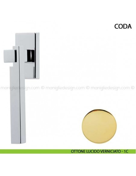 Maniglia per finestra martellina DK Coda Comit ottone lucido