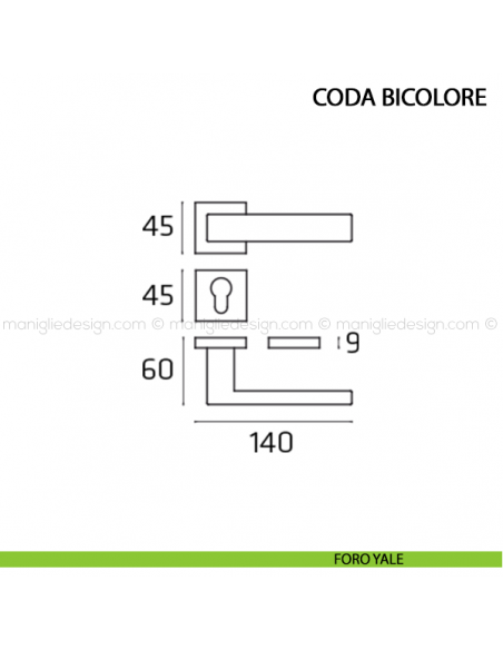 Maniglia per porta Coda Bicolore Comit foro yale