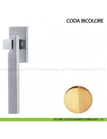 Maniglia per finestra martellina DK Coda Bicolore Comit ottone lucido/satinato verniciato