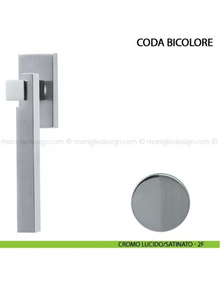 Maniglia per finestra martellina DK Coda Bicolore Comit cromo lucido/satinato