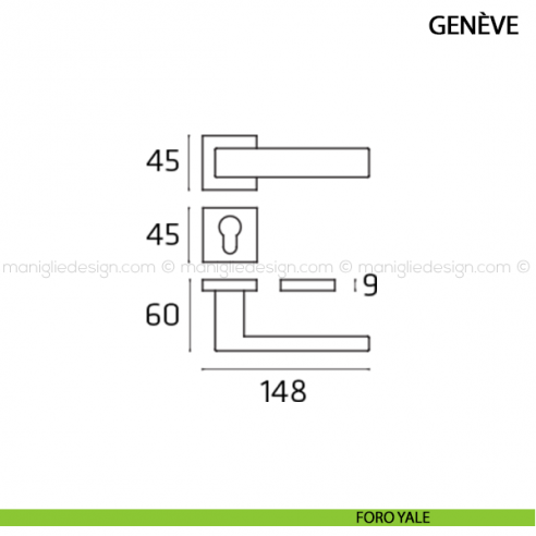 Maniglia per porta Genève Comit foro yale