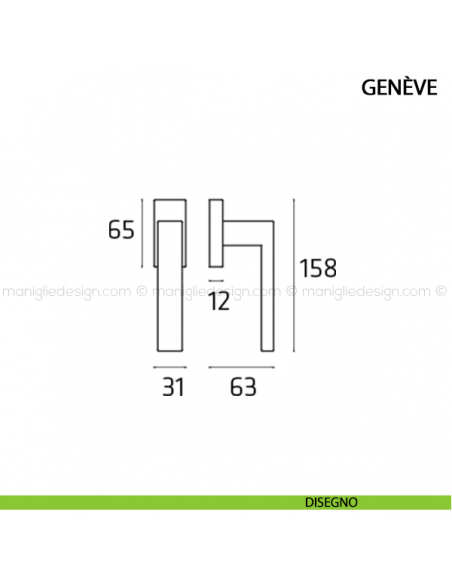 Maniglia per finestra martellina DK Genève Comit disegno