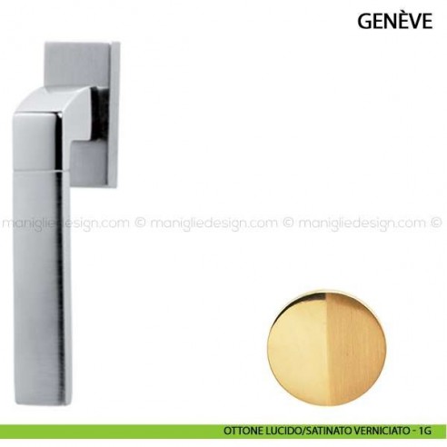 Maniglia per finestra martellina DK Genève Bicolore Comit ottone lucido/satinato verniciato