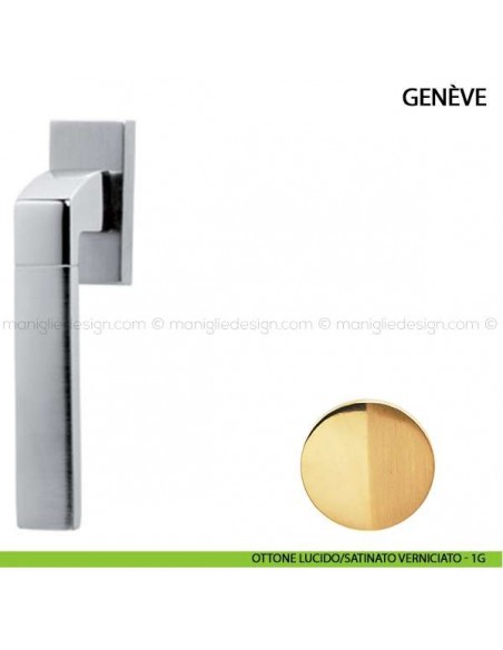 Maniglia per finestra martellina DK Genève Bicolore Comit ottone lucido/satinato verniciato