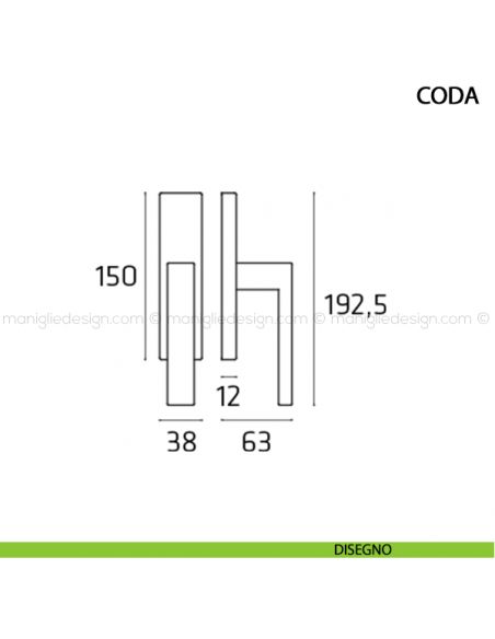 Maniglia cremonese per finestra Coda Comit disegno