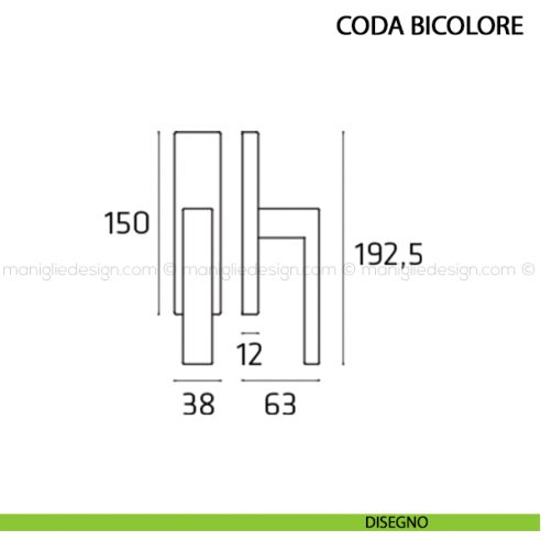 Maniglia cremonese per finestra Coda Bicolore Comit disegno
