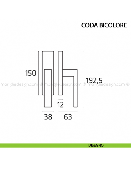 Maniglia cremonese per finestra Coda Bicolore Comit disegno