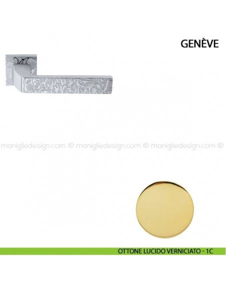 Maniglia per porta Genève con decoro Comit ottone lucido verniciato
