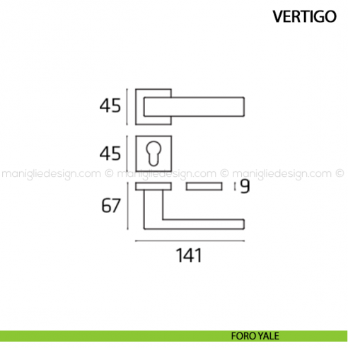 Maniglia per porta Vertigo Comit foro yale